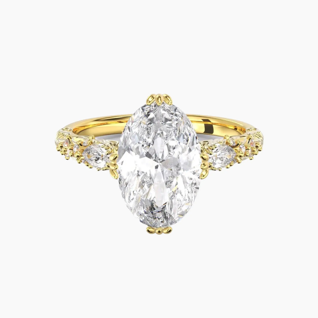 Velour Oval Unique 3 Carat Lab Grown Diamond Engagement Ring in 18K White Gold