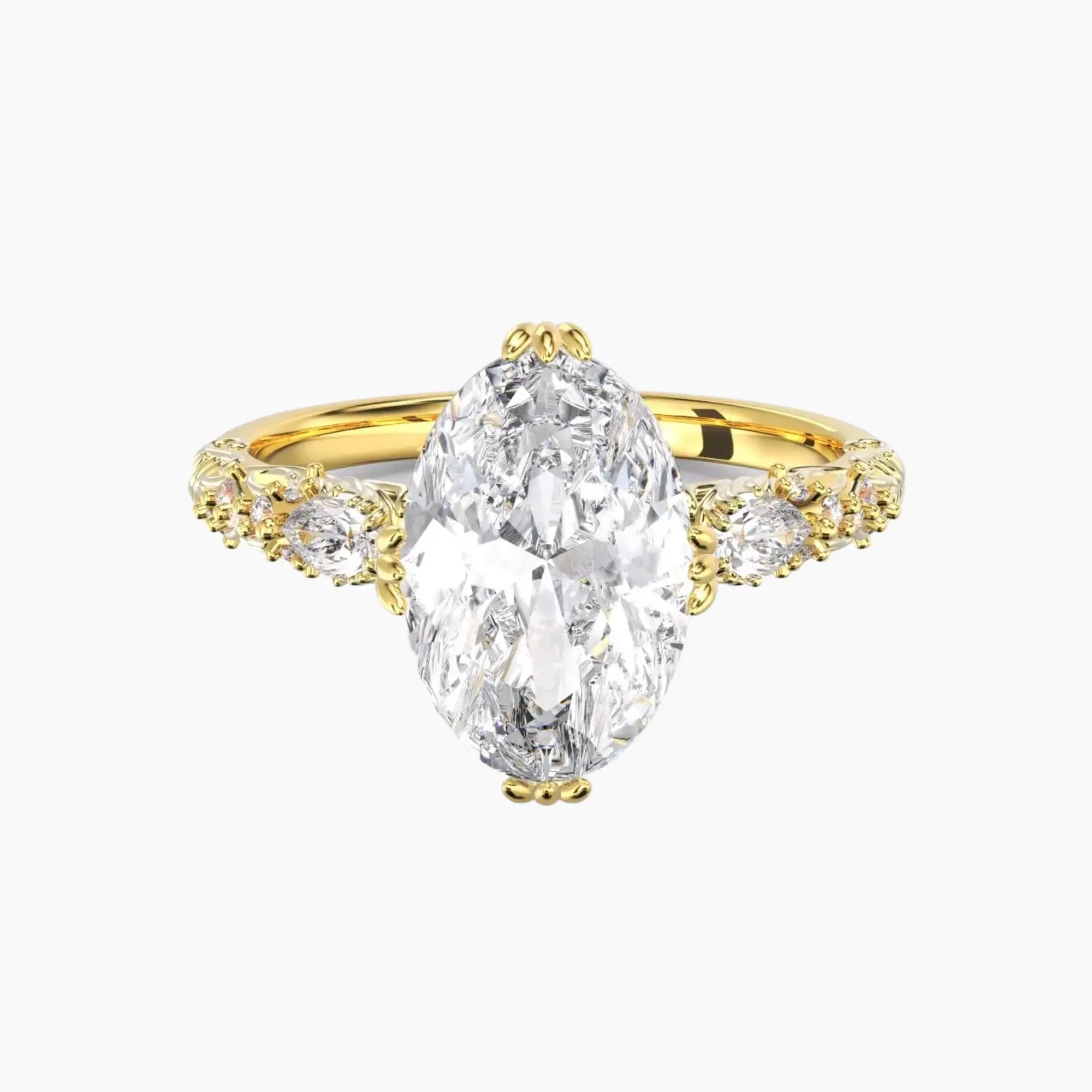 Velour Oval Unique 1 Carat Lab Grown Diamond Engagement Ring in 18K White Gold