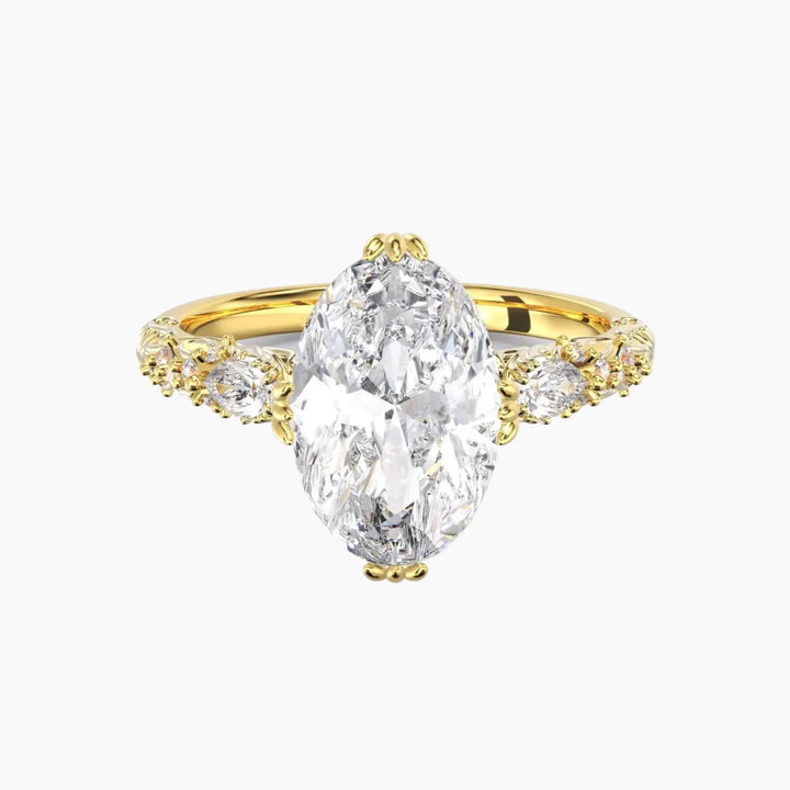 Velour Oval Unique 1.5 Carat Lab Grown Diamond Engagement Ring in 18K Yellow Gold