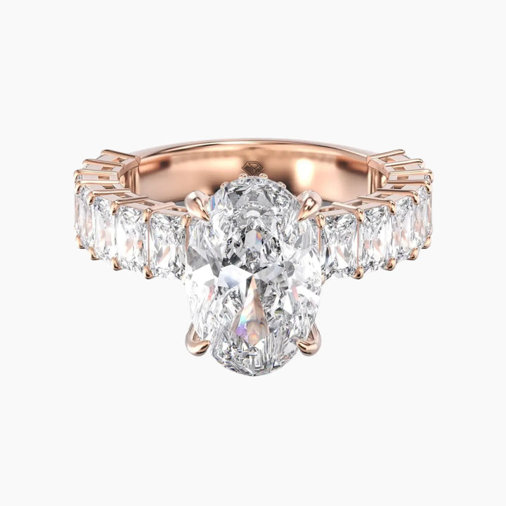 Petricor Oval Hidden Halo 1.5 Carat Lab Grown Diamond Engagement Ring in 18K Rose Gold