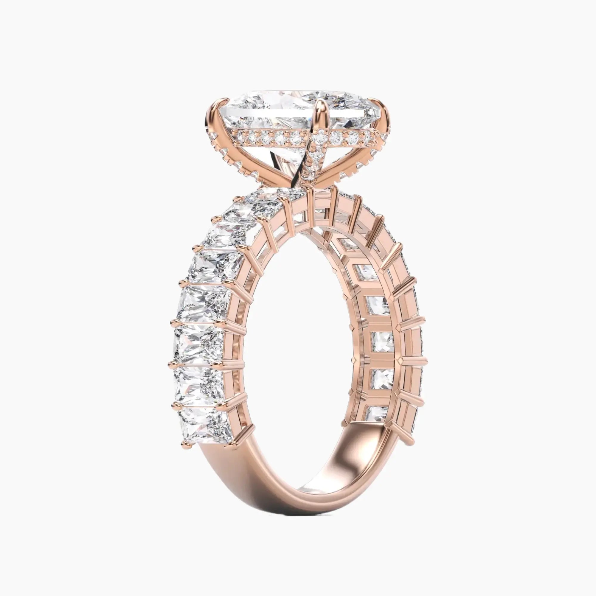 Petricor Oval Hidden Halo Diamond Ring Setting in 14K White Gold