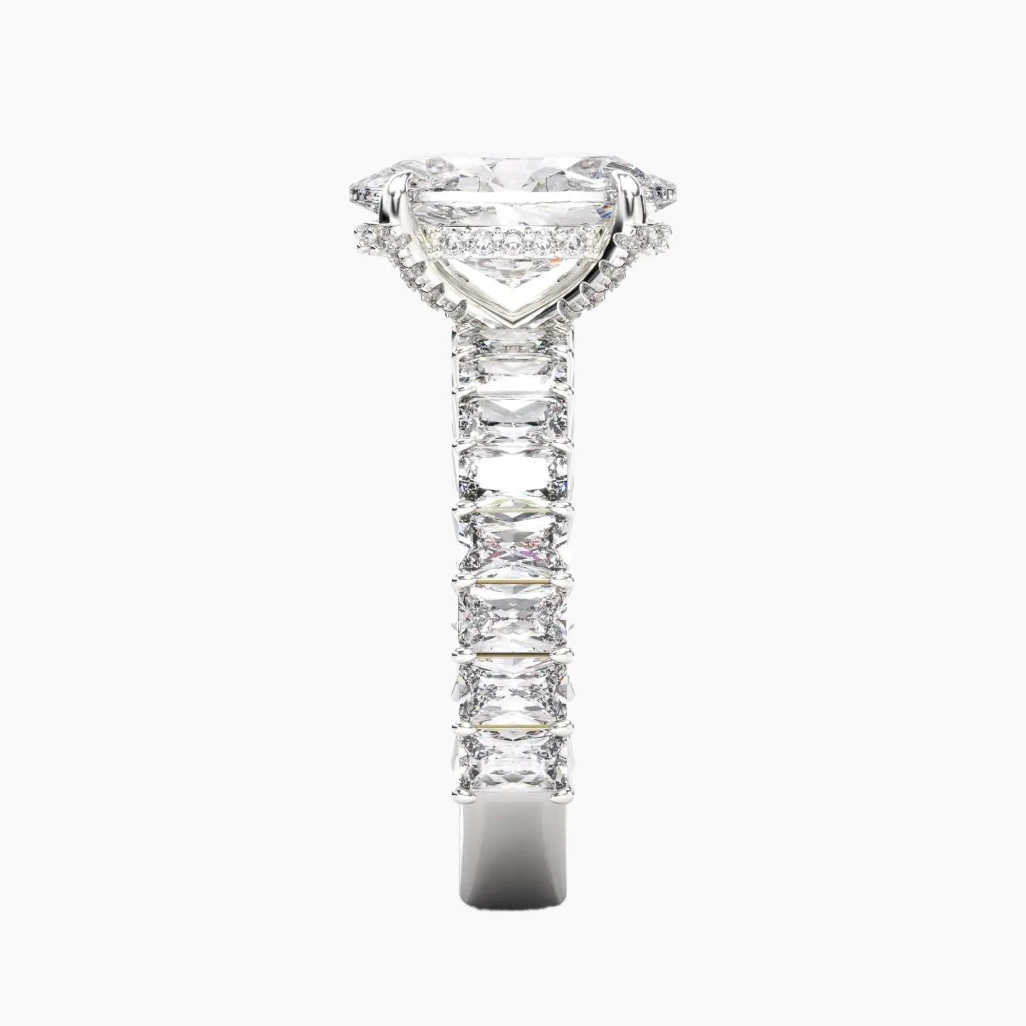 Petricor Oval Hidden Halo Diamond Ring Setting in 18K White Gold