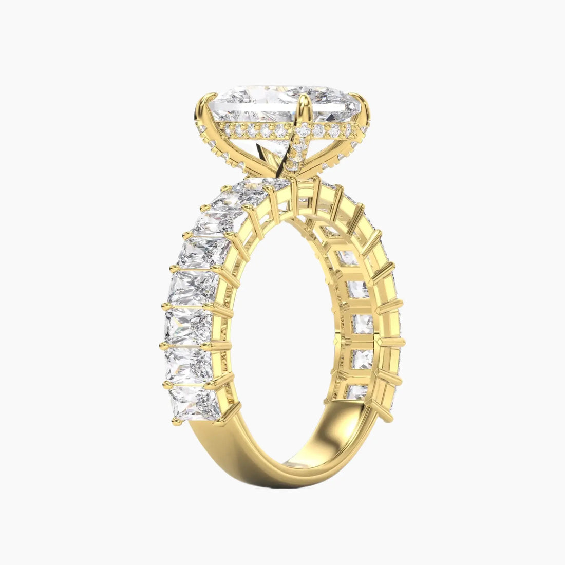 Petricor Oval Hidden Halo 1 Carat Lab Grown Diamond Engagement Ring in 14K Yellow Gold