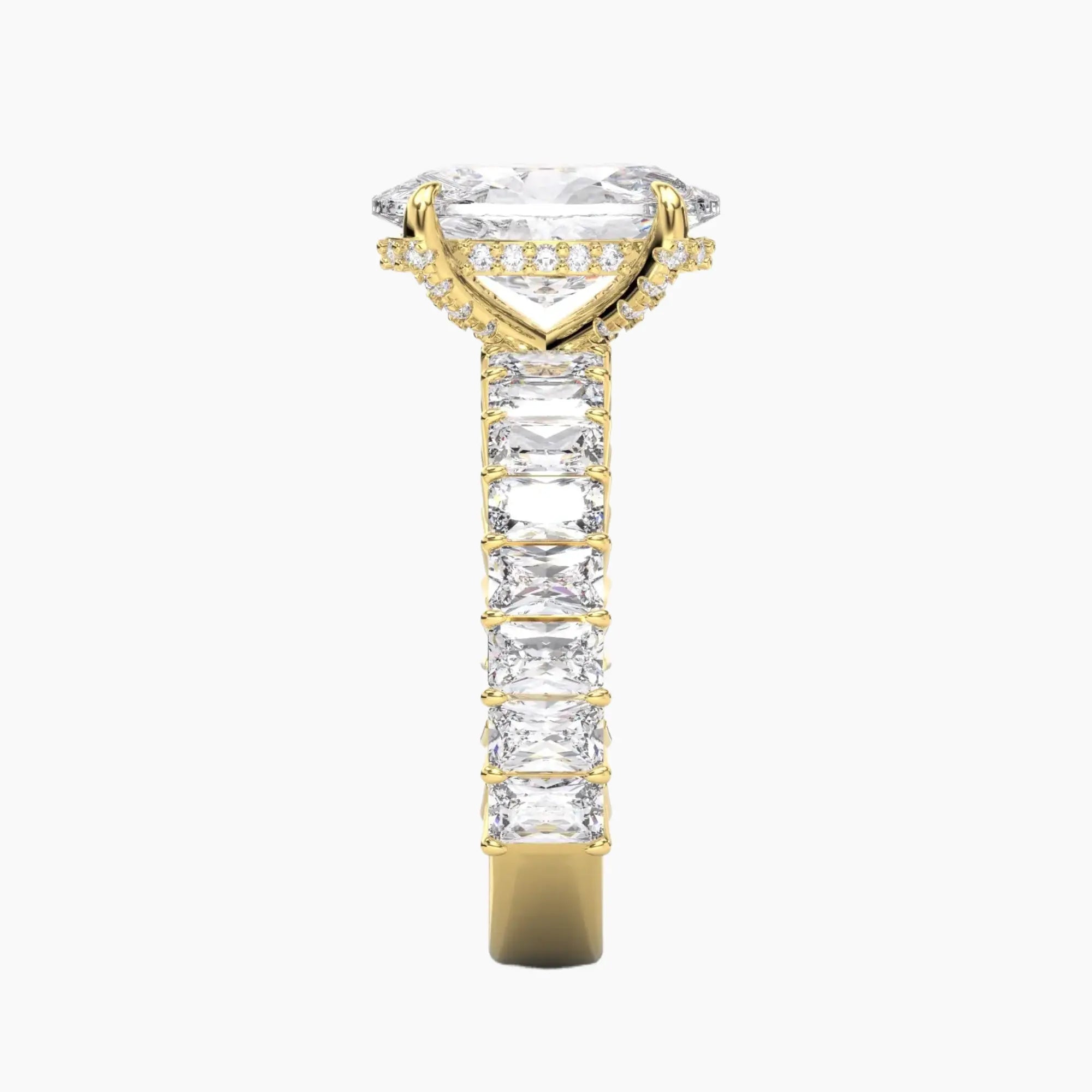 Petricor Oval Hidden Halo Diamond Ring Setting in 18K Rose Gold