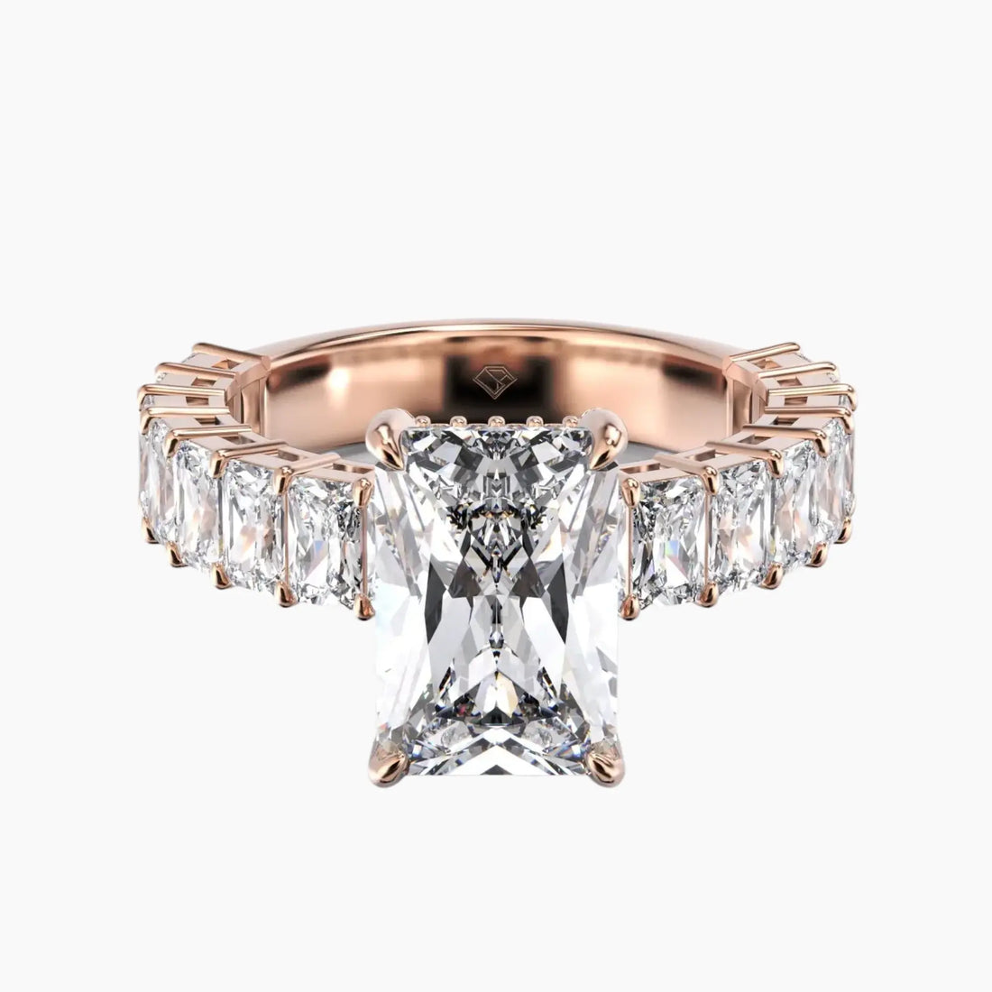 Petricor Radiant Hidden Halo Diamond Ring Setting in 18K Yellow Gold