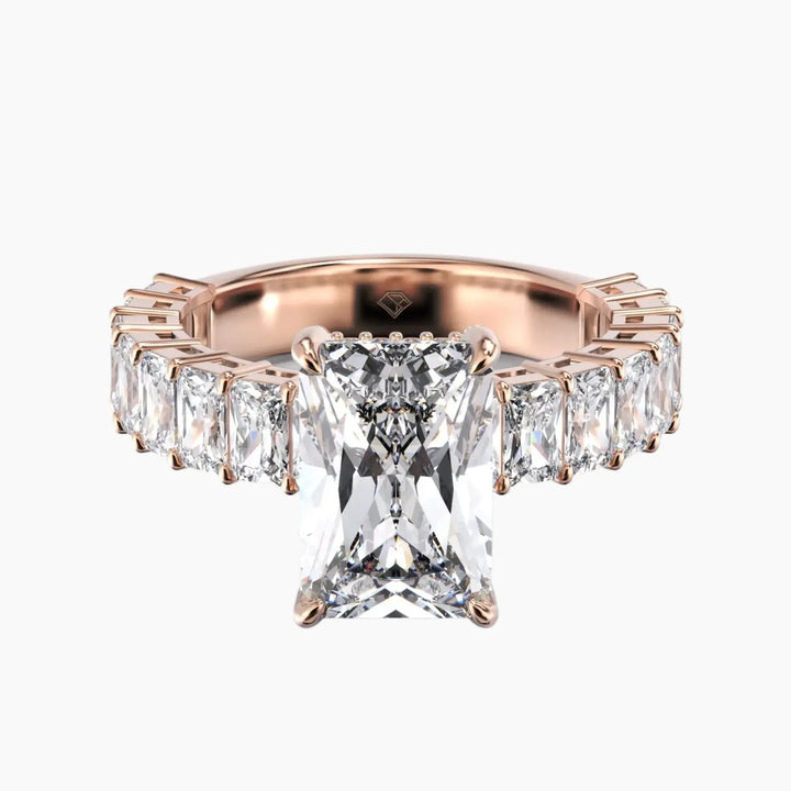 Petricor Radiant Hidden Halo 2.5 Carat Lab Grown Diamond Engagement Ring in 18K Rose Gold