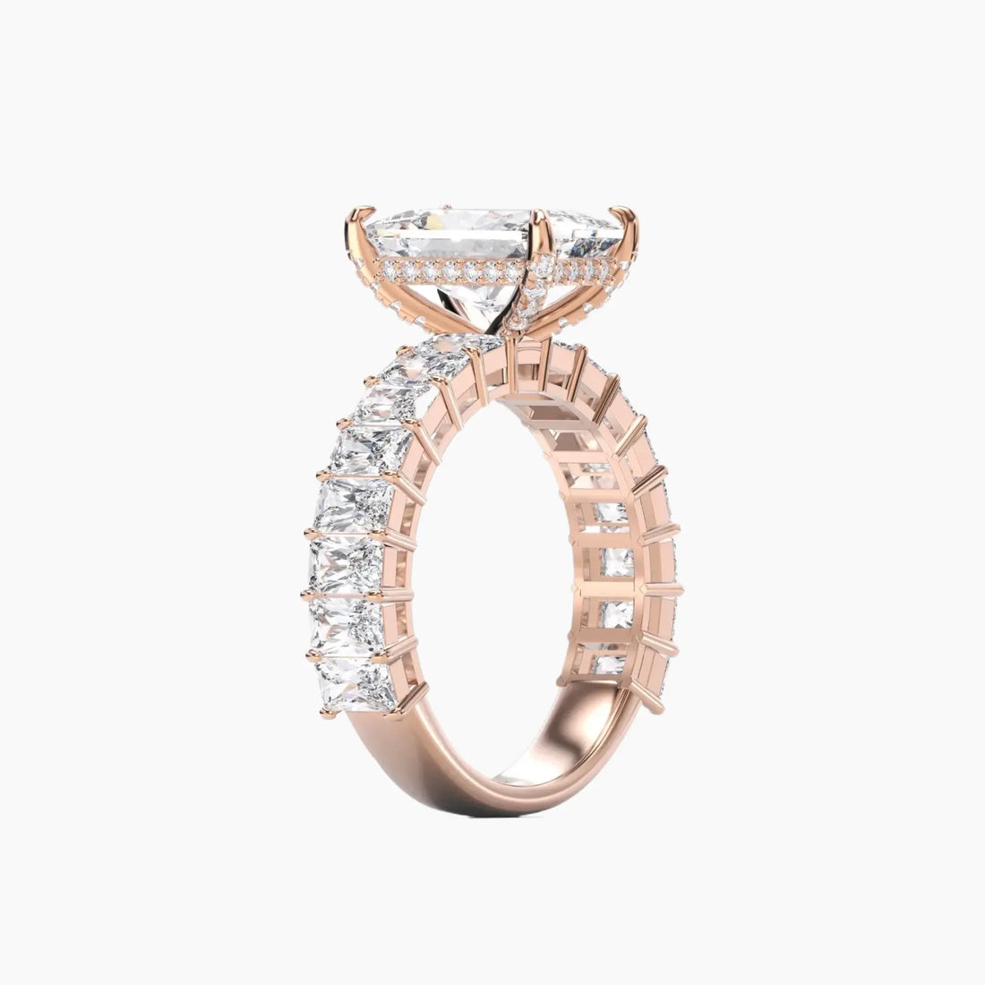 Petricor Radiant Hidden Halo 3 Carat Lab Grown Diamond Engagement Ring in 18K White Gold