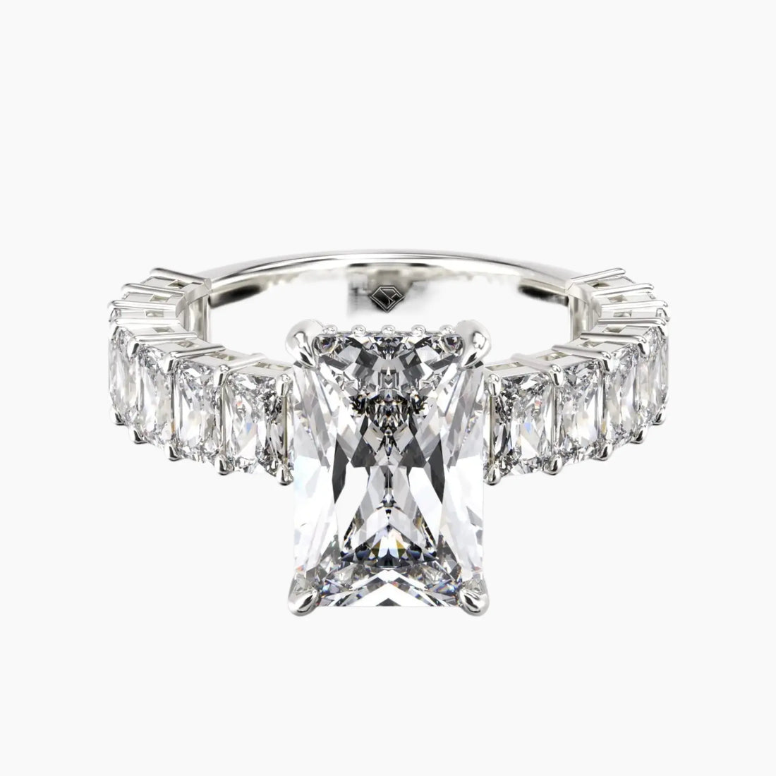 Petricor Radiant Hidden Halo Diamond Ring Setting in 18K Yellow Gold