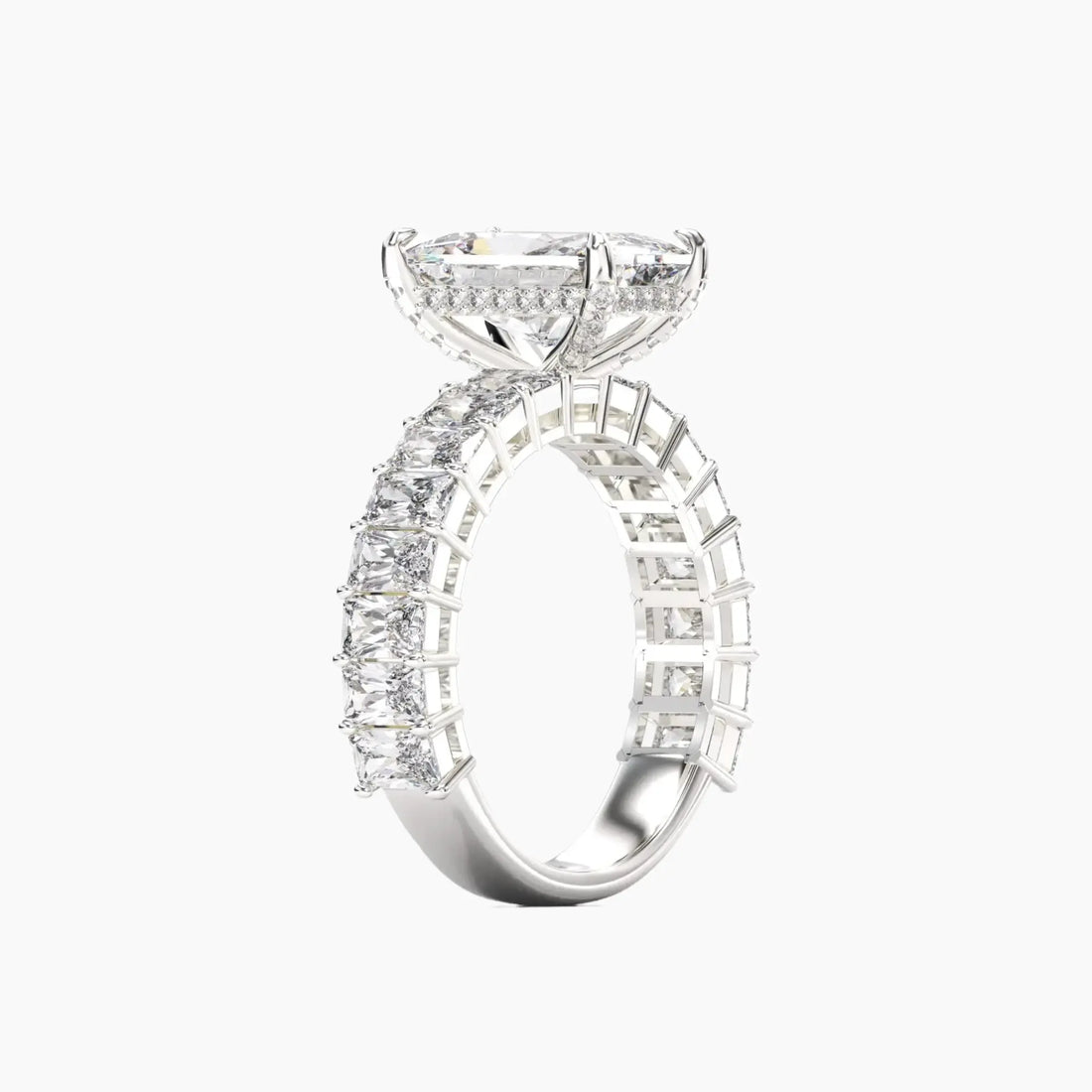Petricor Radiant Hidden Halo 3 Carat Lab Grown Diamond Engagement Ring in 18K Yellow Gold