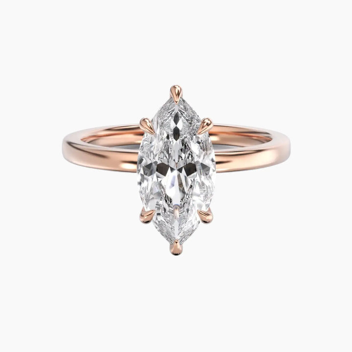 Beryl Marquise Hidden Halo 1.5 Carat Lab Grown Diamond Engagement Ring in 14K Rose Gold