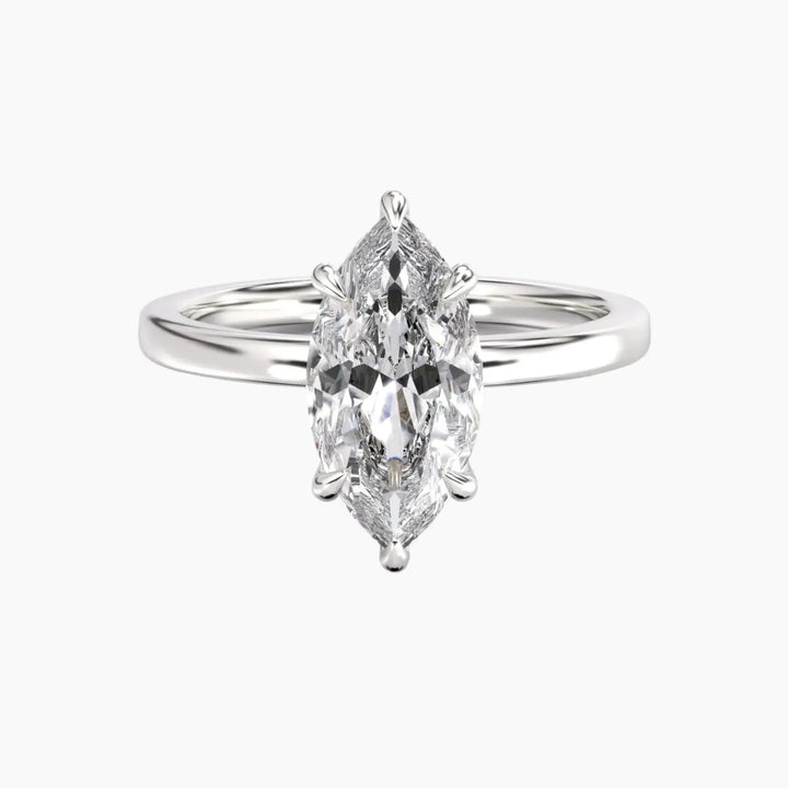 Beryl Marquise Hidden Halo 1.5 Carat Lab Grown Diamond Engagement Ring in 18K White Gold