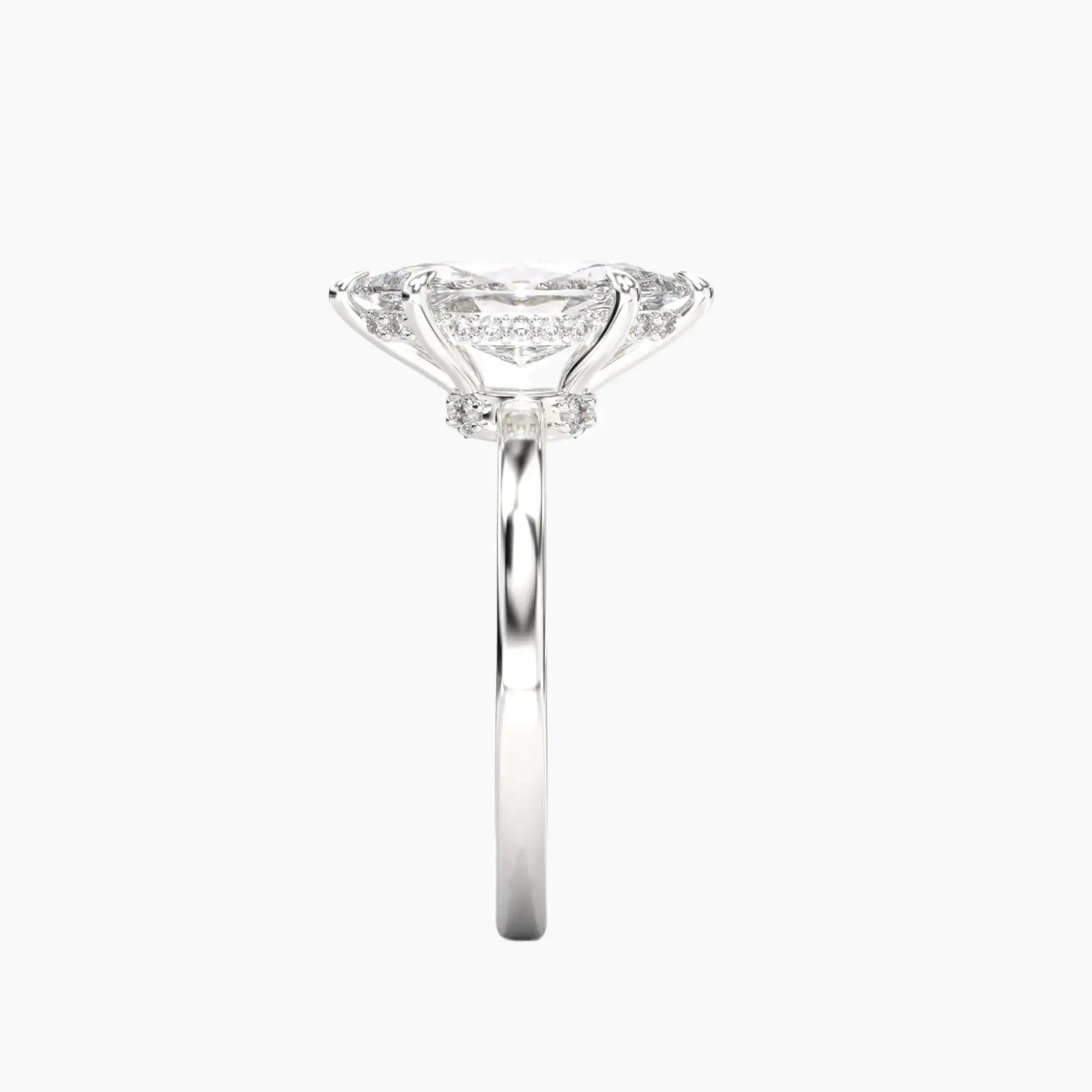 Beryl Marquise Hidden Halo 1.5 Carat Lab Grown Diamond Engagement Ring in 14K White Gold