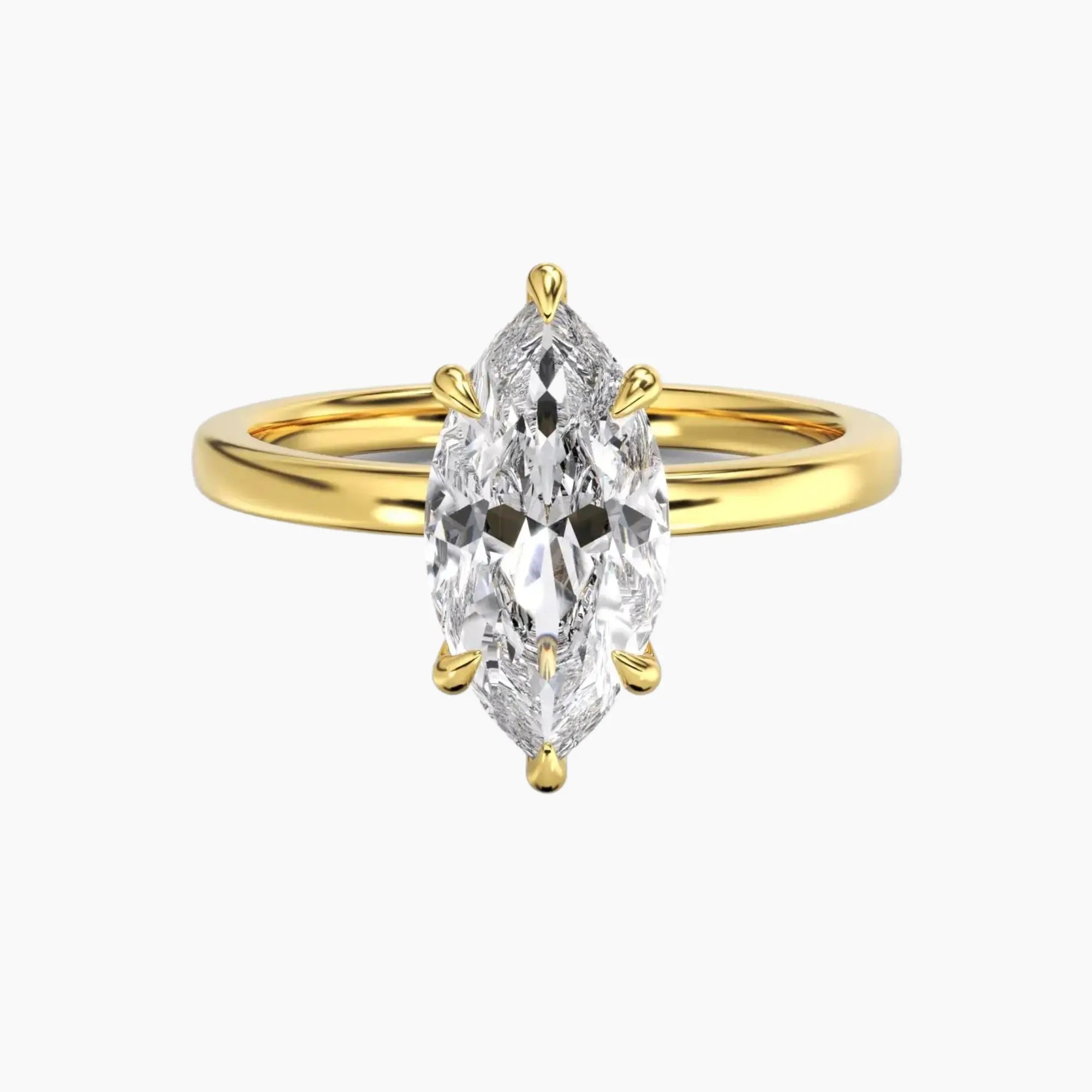 Beryl Marquise Hidden Halo 3 Carat Lab Grown Diamond Engagement Ring in 14K Yellow Gold