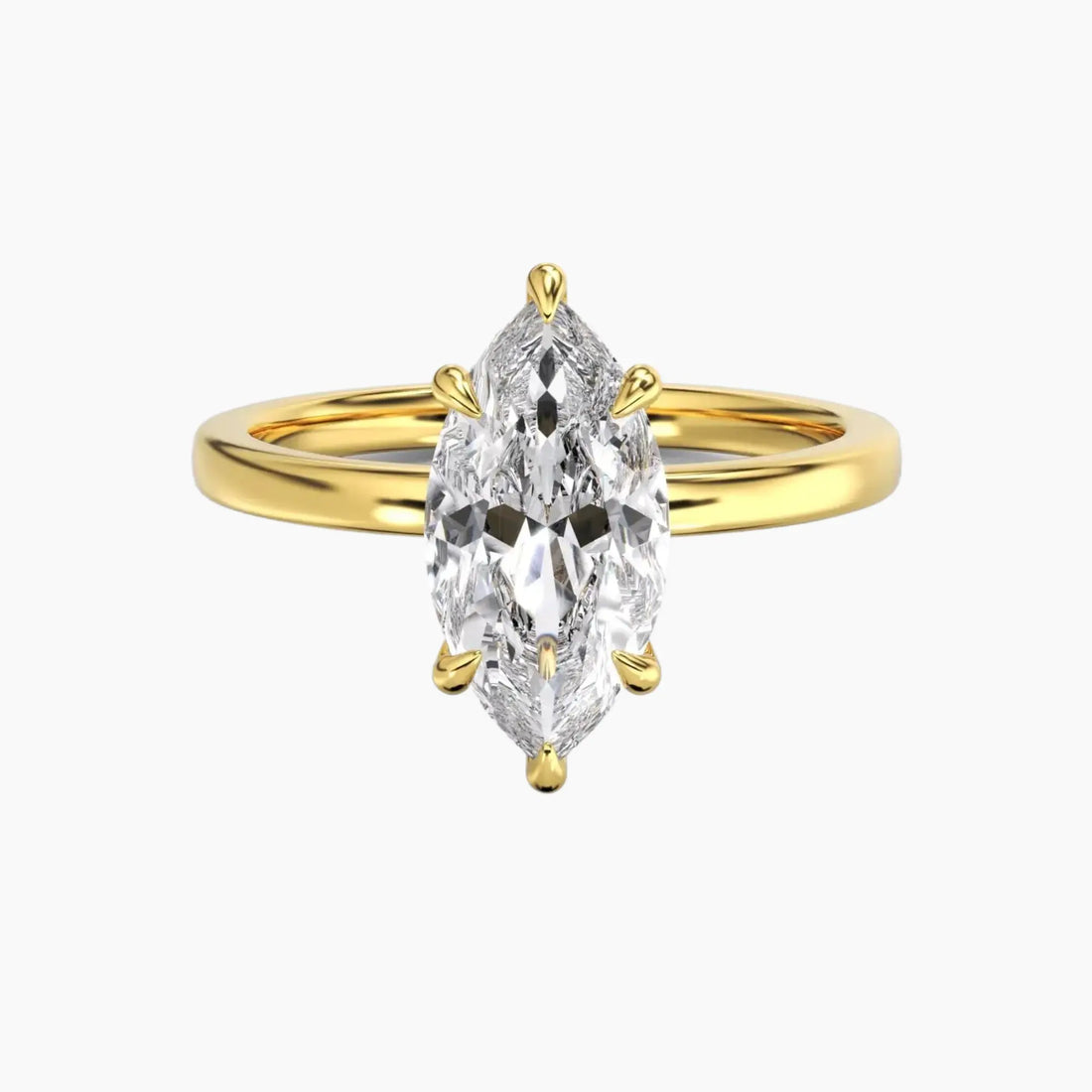 Beryl Marquise Hidden Halo 3 Carat Lab Grown Diamond Engagement Ring in 14K Yellow Gold