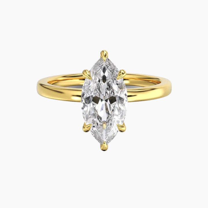 Beryl Marquise Hidden Halo 3 Carat Lab Grown Diamond Engagement Ring in 14K Yellow Gold