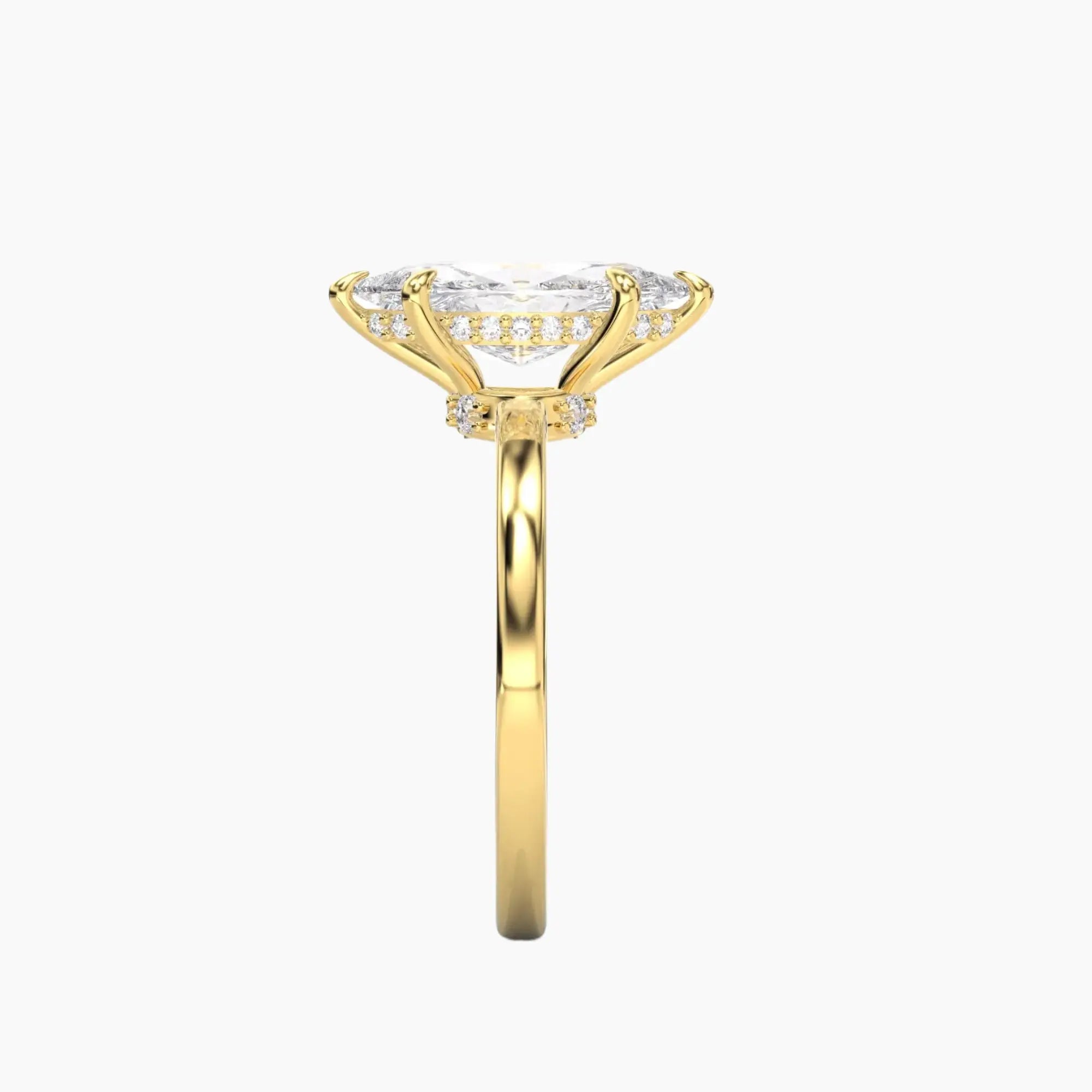 Beryl Marquise Hidden Halo 1 Carat Lab Grown Diamond Engagement Ring in 14K Yellow Gold