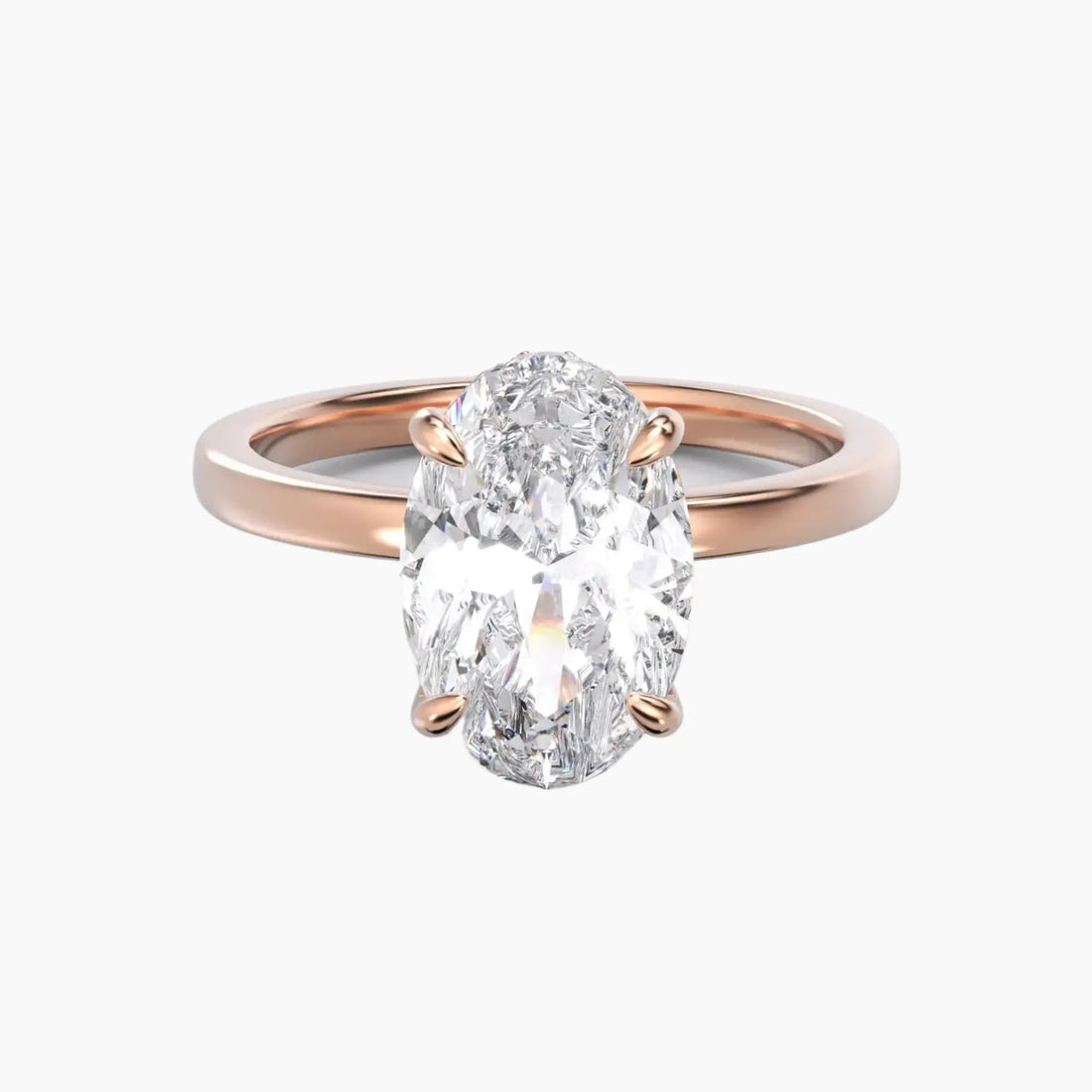 Beryl Oval Hidden Halo 3 Carat Lab Grown Diamond Engagement Ring in 14K White Gold