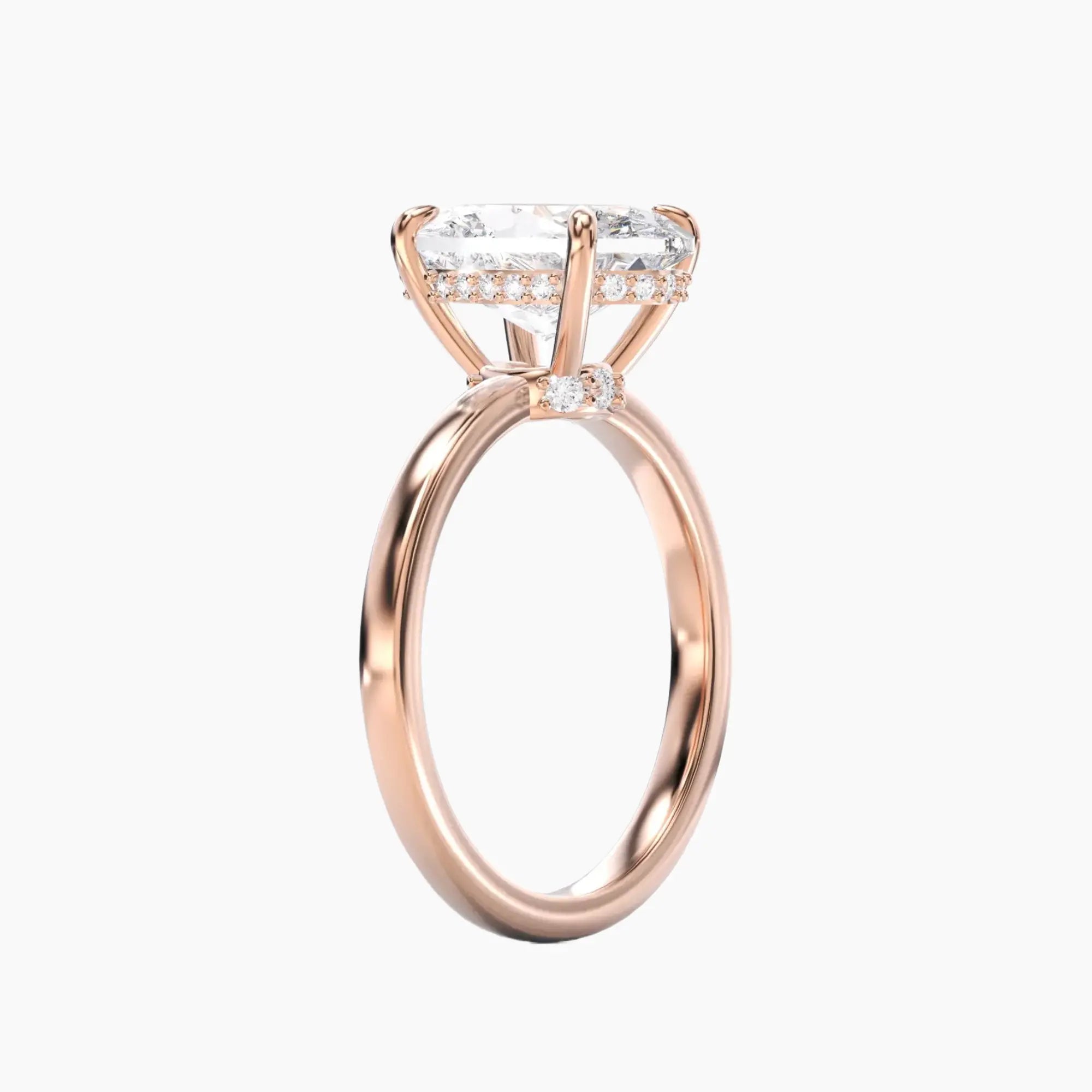 Beryl Oval Hidden Halo 3 Carat Lab Grown Diamond Engagement Ring in 18K Yellow Gold