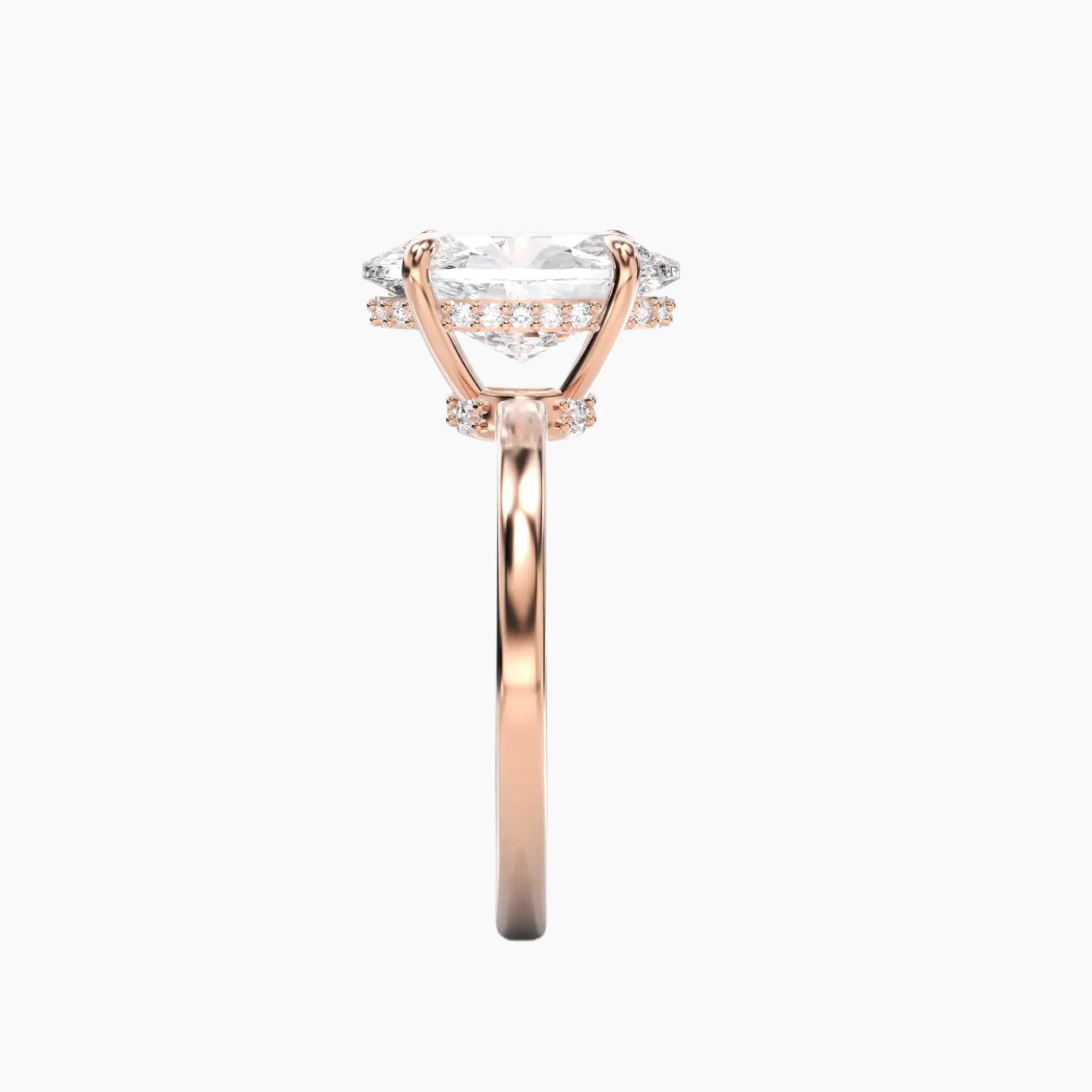 Beryl Oval Hidden Halo Diamond Ring Setting in 14K Yellow Gold