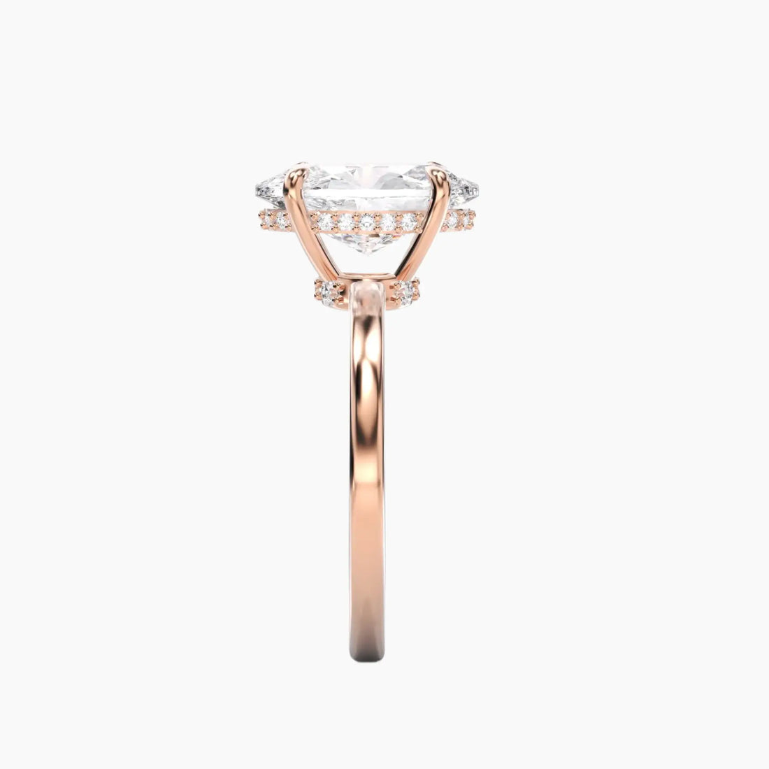 Beryl Oval Hidden Halo 3 Carat Lab Grown Diamond Engagement Ring in 18K Rose Gold