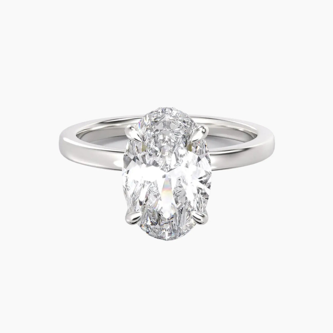Beryl Oval Hidden Halo 3 Carat Lab Grown Diamond Engagement Ring in 18K Yellow Gold