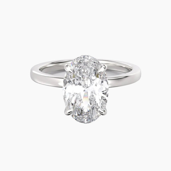 Beryl Oval Hidden Halo 1.5 Carat Lab Grown Diamond Engagement Ring in 14K White Gold