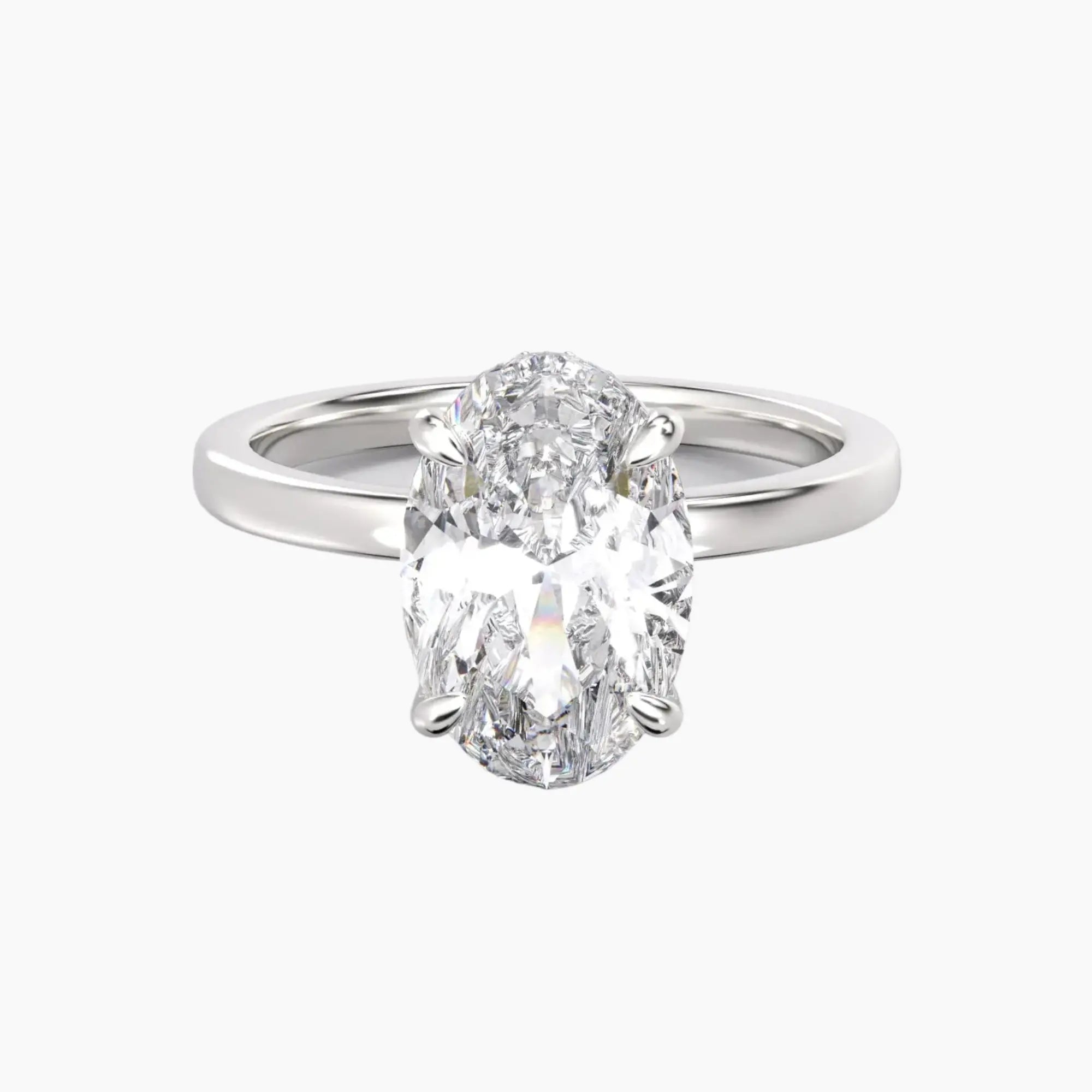 Beryl Oval Hidden Halo 2 Carat Lab Grown Diamond Engagement Ring in 18K Rose Gold