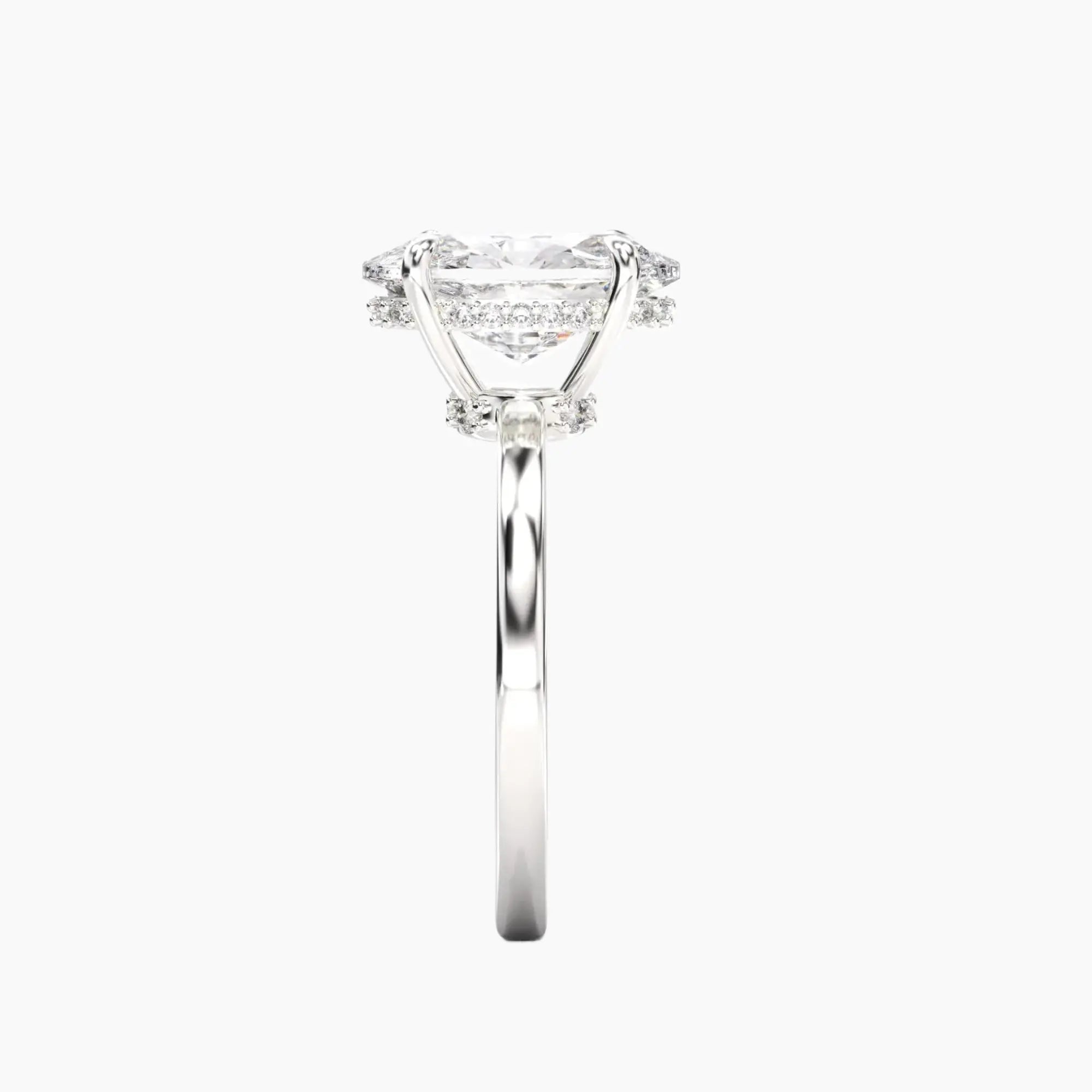 Beryl Oval Hidden Halo 3 Carat Lab Grown Diamond Engagement Ring in 18K Yellow Gold