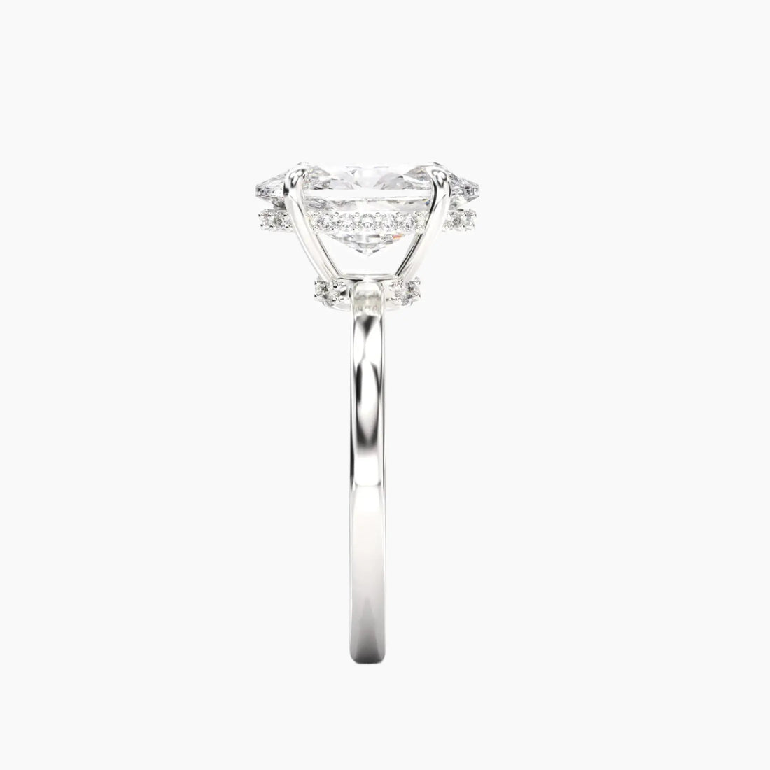 Beryl Oval Hidden Halo 3 Carat Lab Grown Diamond Engagement Ring in 18K Yellow Gold