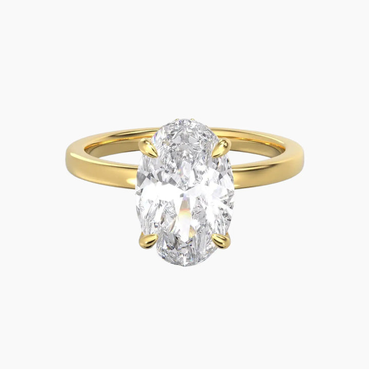 Beryl Oval Hidden Halo 1.5 Carat Lab Grown Diamond Engagement Ring in 18K Yellow Gold