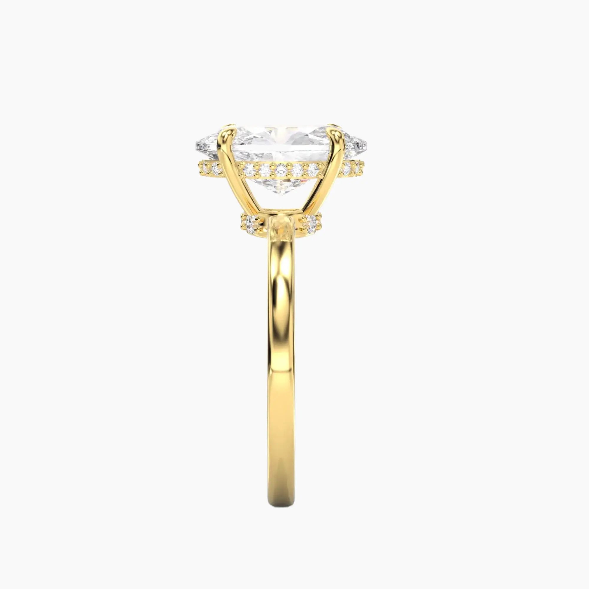 Beryl Oval Hidden Halo Diamond Ring Setting in 14K Yellow Gold