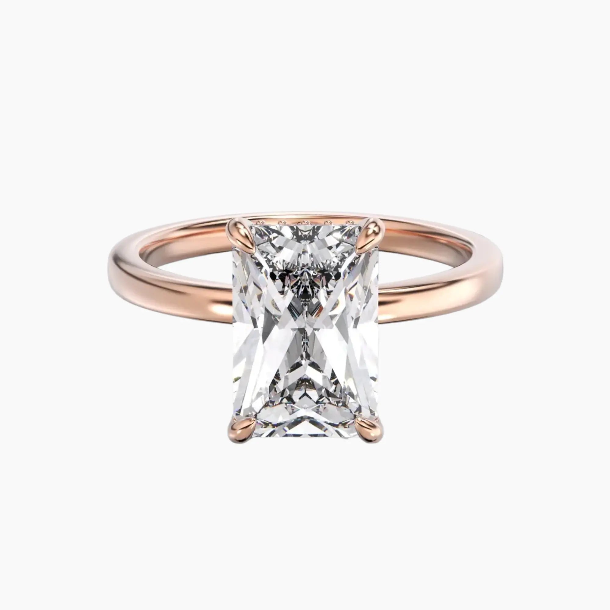 Beryl Radiant Hidden Halo 2.5 Carat Lab Grown Diamond Engagement Ring in 18K Yellow Gold