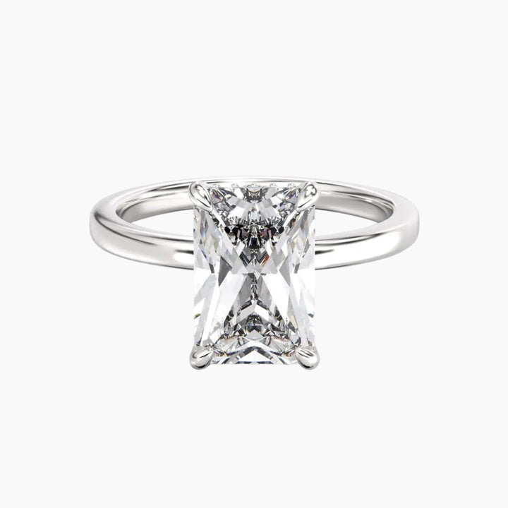 Beryl Radiant Hidden Halo 3 Carat Lab Grown Diamond Engagement Ring in 18K White Gold