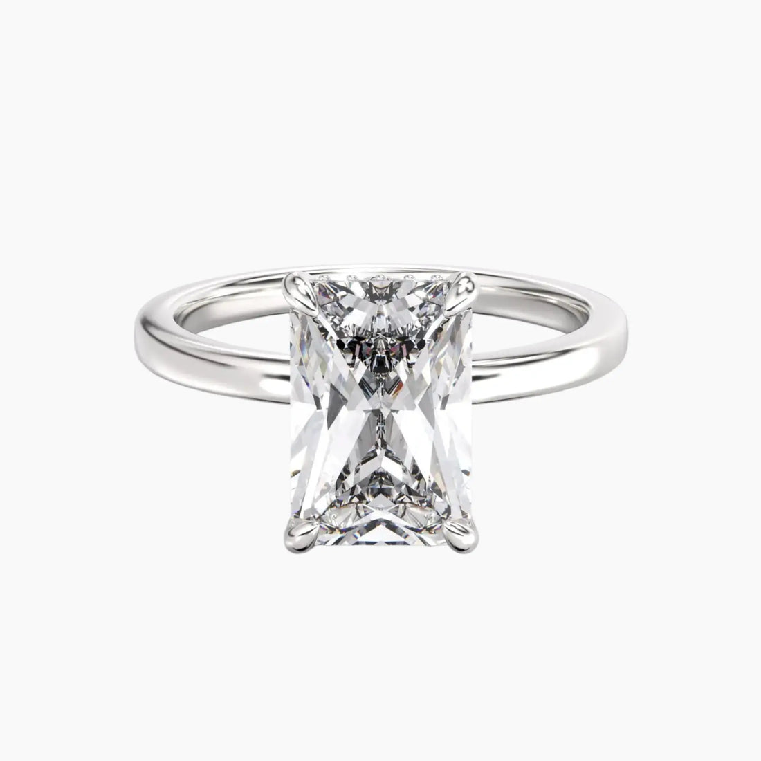 Beryl Radiant Hidden Halo 3 Carat Lab Grown Diamond Engagement Ring in 14K Rose Gold