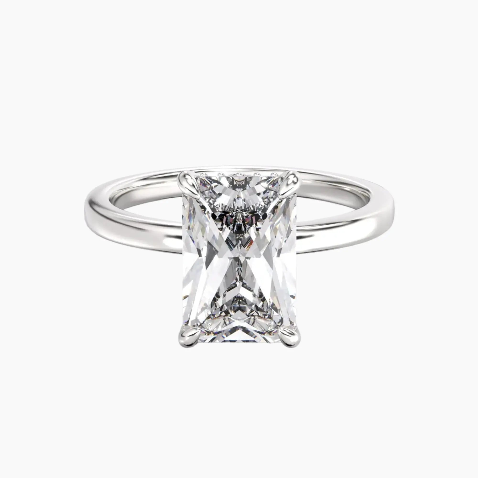 Beryl Radiant Hidden Halo 2.5 Carat Lab Grown Diamond Engagement Ring in 18K Yellow Gold