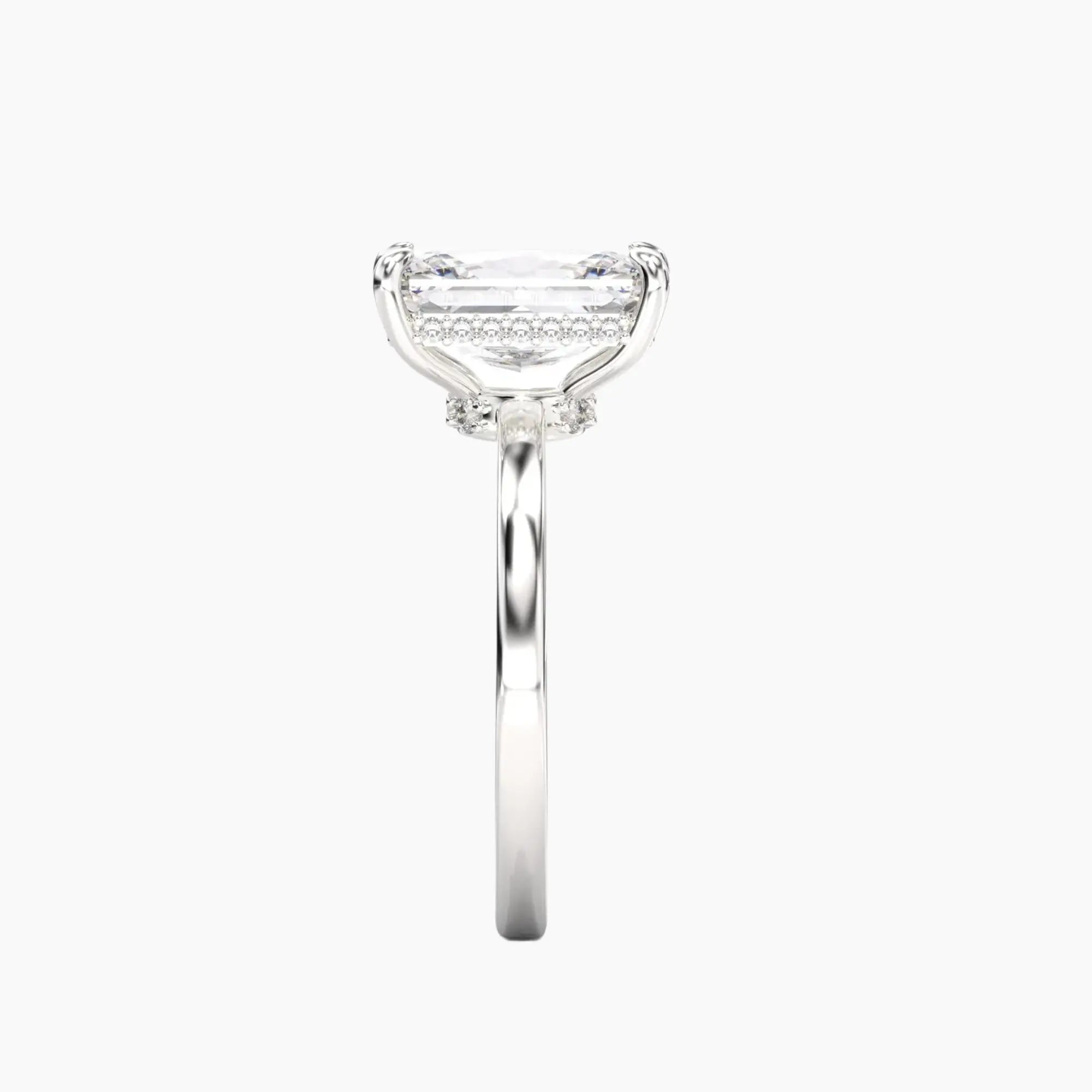 Beryl Radiant Hidden Halo Diamond Ring Setting in 18K Yellow Gold