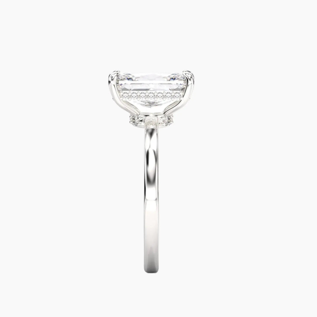 Beryl Radiant Hidden Halo Diamond Ring Setting in 18K Yellow Gold