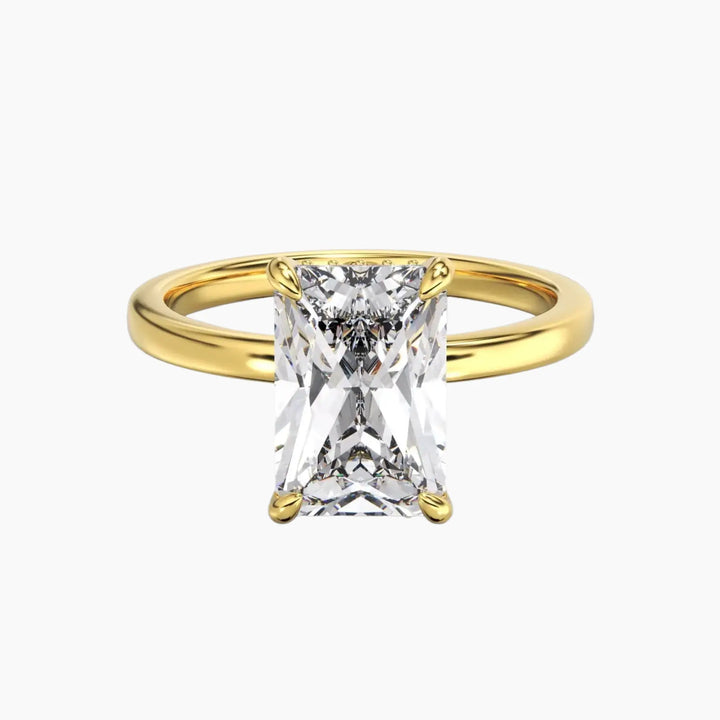 Beryl Radiant Hidden Halo 3 Carat Lab Grown Diamond Engagement Ring in 18K Yellow Gold