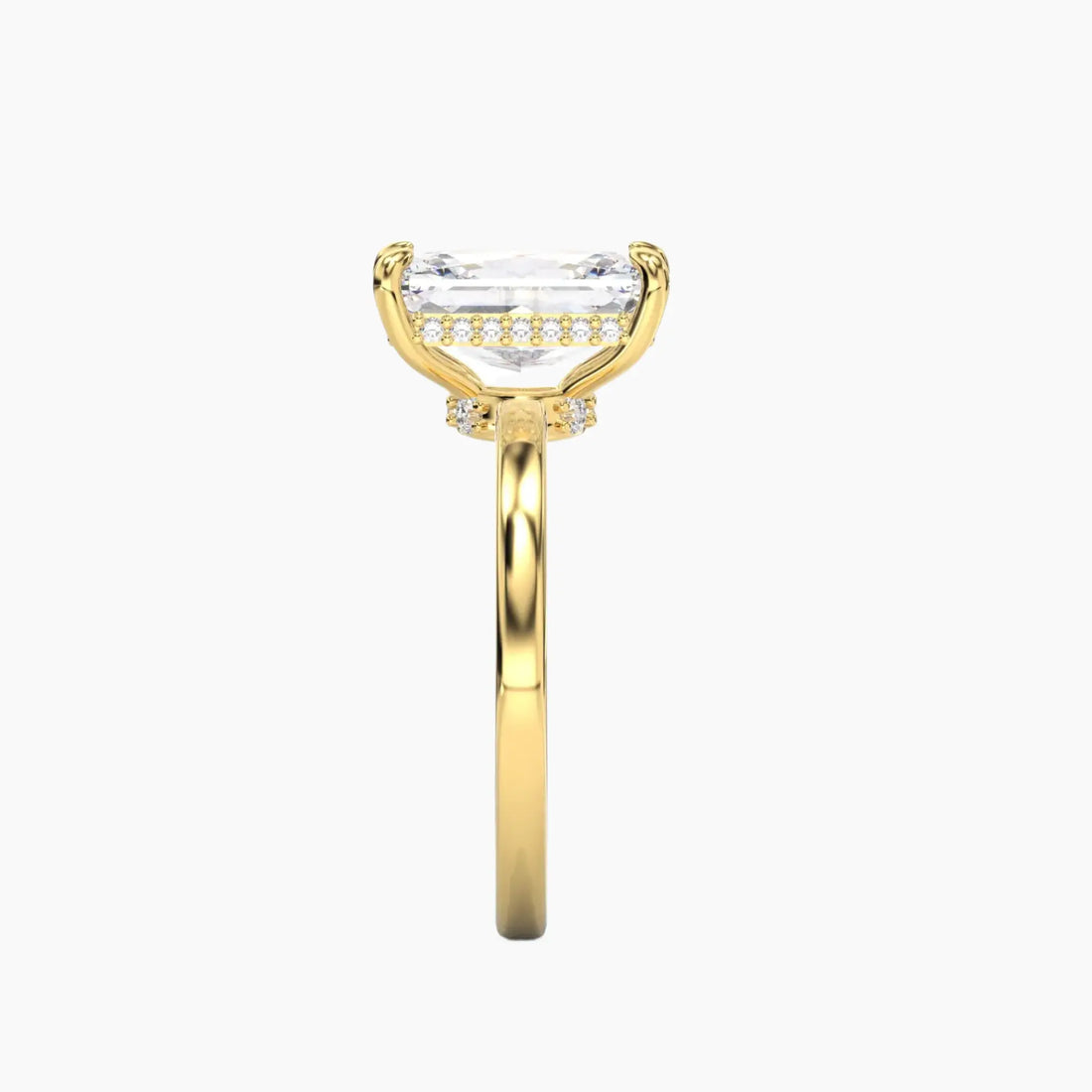 Beryl Radiant Hidden Halo 2.5 Carat Lab Grown Diamond Engagement Ring in 18K Yellow Gold