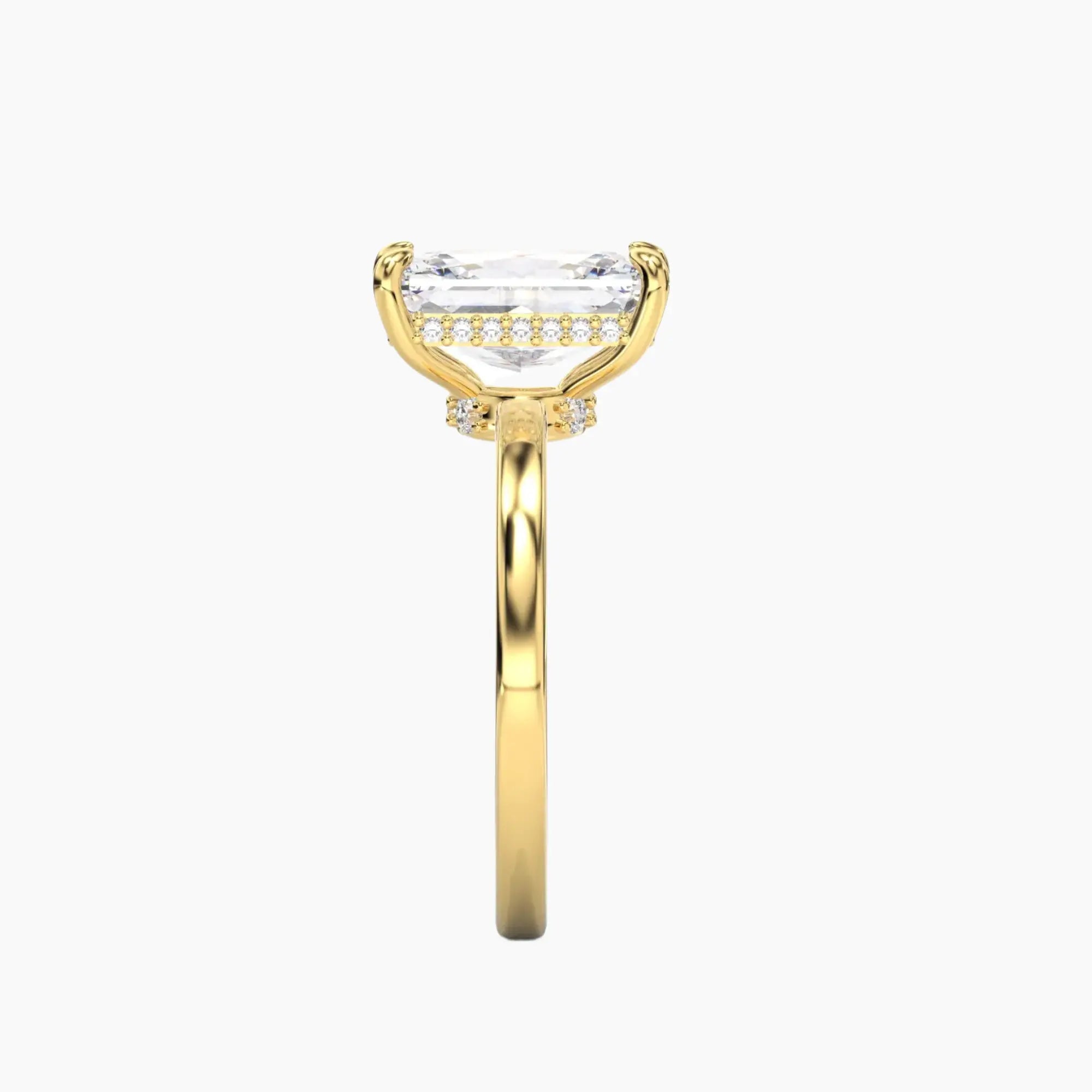 Beryl Radiant Hidden Halo Diamond Ring Setting in 14K White Gold
